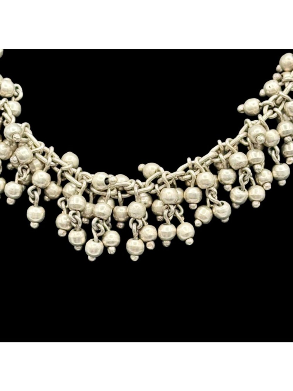 Cha-Cha Heavy Beaded Sterling Silver Collar Necklace 16.5" Handmade In Mexico 13 - Picture 2 of 7